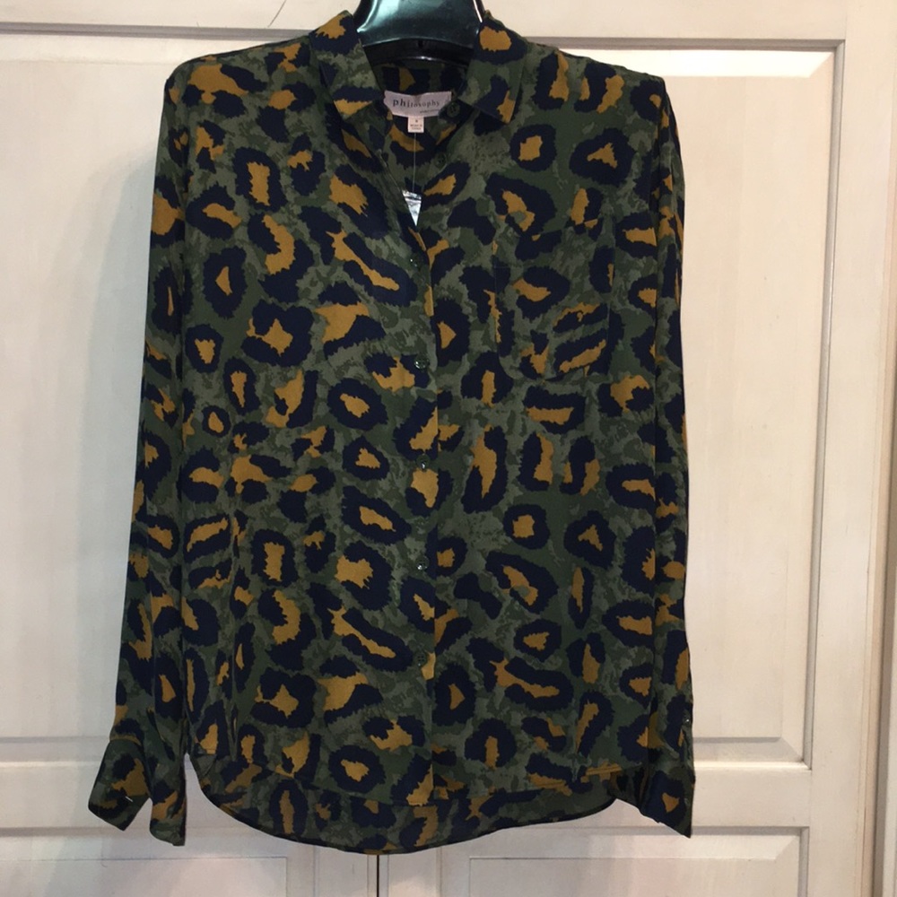 NWT Philosophy Republic animal print blouse Size S